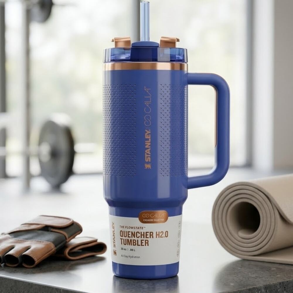 NIB Stanley Quencher H2.0 30oz CALIA Exclusive Textured Navy Blue Tumbler Viral